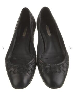 Bottega Veneta Black Woven Leather Ballet Flats